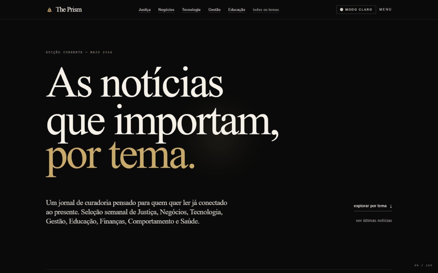 Tela do projeto The Prism