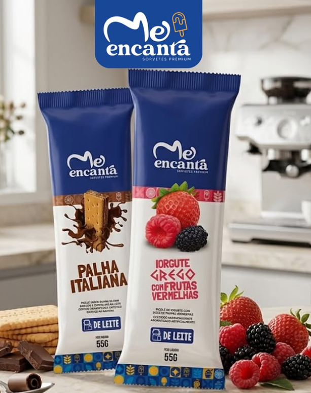 Dois picolés de leite: palha italiana e iogurte grego com frutas vermelhas